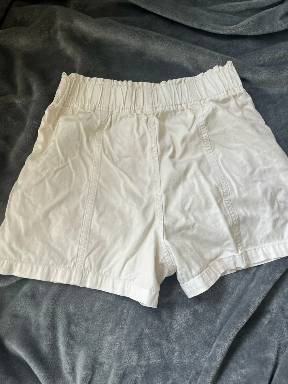 Madewell off-white High-Waist Elastic Cotton Shorts, paper bag style